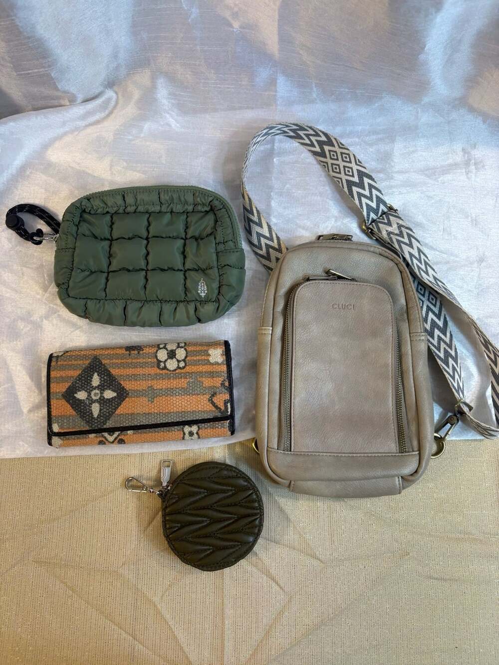CLUCI Sling Bag and Assorted Pouch Lot
